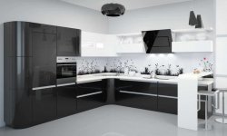 Черно-белый дизайн кухни: строгий минимализм и практичность