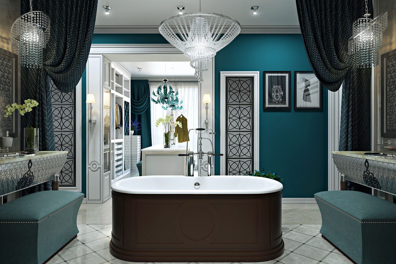 Ванная комната в стиле французского будуара